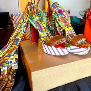 Sandale du desert Alta mixed-print high heel sandals